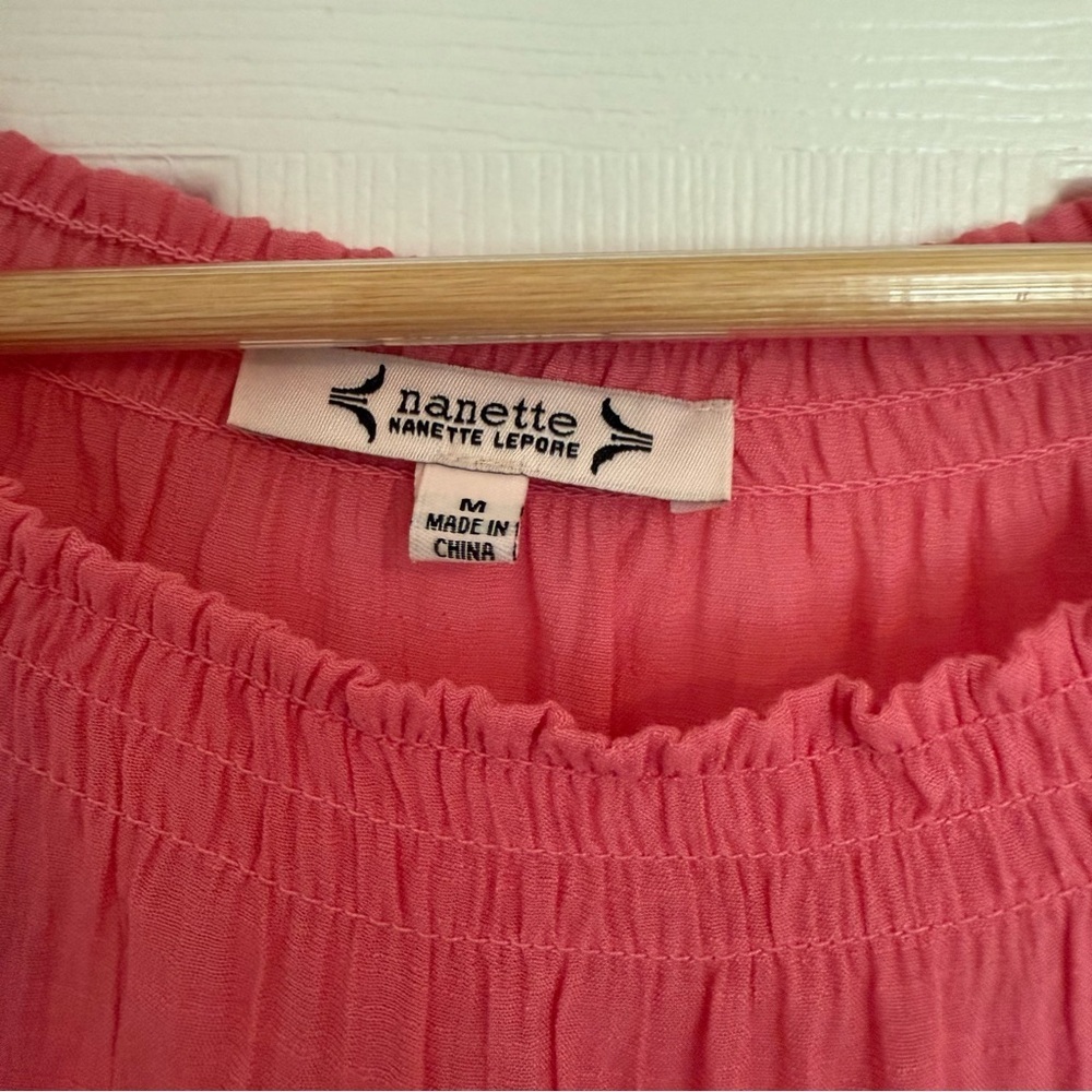 Nanette Lepore Pink Ruffled Flowy Top Medium - Picture 3 of 6